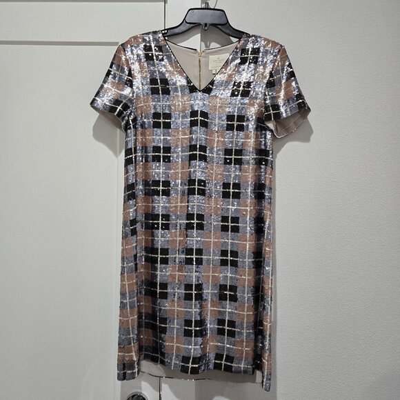 Kate Spade Sequin Plaid Mini Dress - Picture 1 of 4